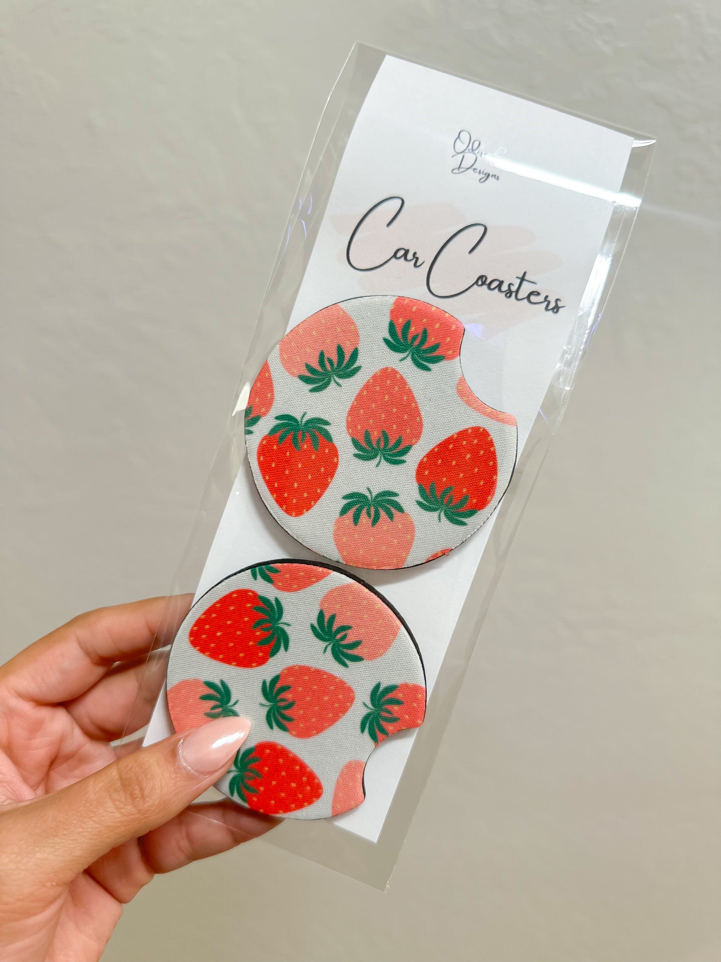 Strawberry Car Coasters